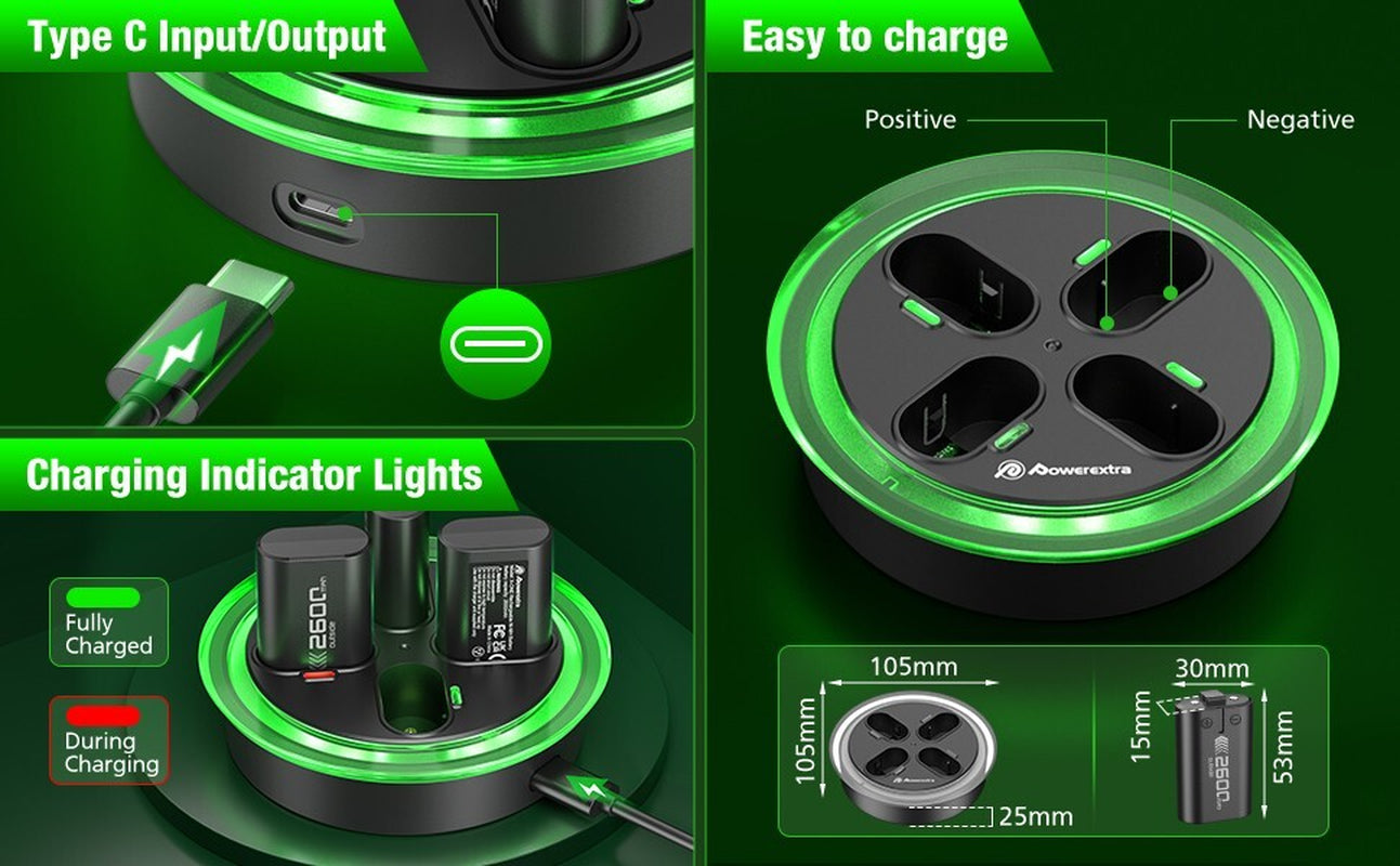 Rechargeable Battery Pack& Controller Charging Dock for Xbox One Xbox Series S/X