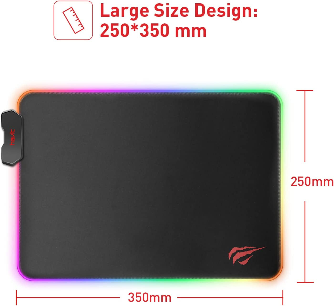 RGB Gaming Mouse Pad Soft Non-Slip Rubber Base Mouse Mat for Laptop Computer PC Games (13.8 X 9.8 X 0.16 Inches, Black)