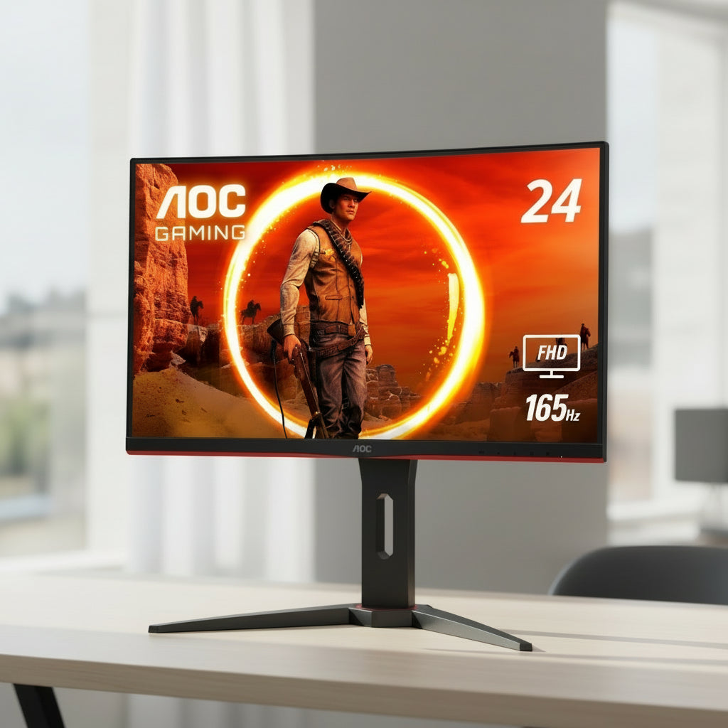 C24G1A 24" Curved Frameless Gaming Monitor, FHD 1920X1080, 1500R, VA, 1Ms MPRT, 165Hz (144Hz Supported), Freesync Premium, Height Adjustable Black