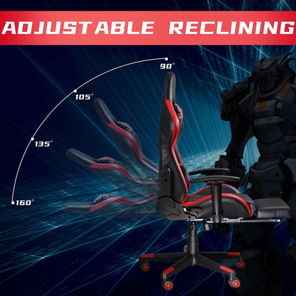 Gaming Chair, High Back Ergonomic Office Chair Computer Chair for Teens, Desk Chair with Adjustable Swivel Task Chair for Adults with Headrest and Lumbar Support Red…