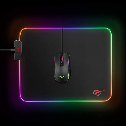 RGB Gaming Mouse Pad Soft Non-Slip Rubber Base Mouse Mat for Laptop Computer PC Games (13.8 X 9.8 X 0.16 Inches, Black)