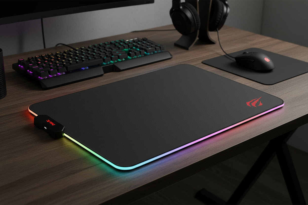 RGB Gaming Mouse Pad Soft Non-Slip Rubber Base Mouse Mat for Laptop Computer PC Games (13.8 X 9.8 X 0.16 Inches, Black)