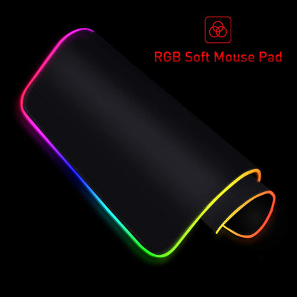 RGB Gaming Mouse Pad Soft Non-Slip Rubber Base Mouse Mat for Laptop Computer PC Games (13.8 X 9.8 X 0.16 Inches, Black)