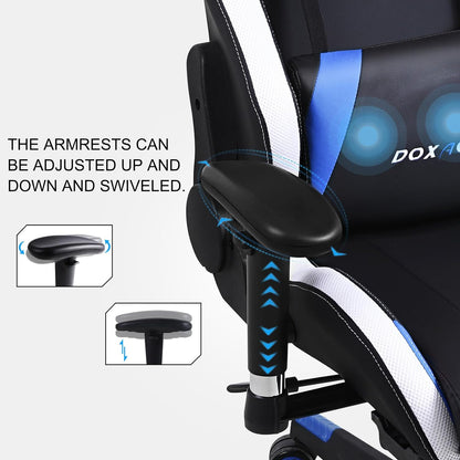 RGB Gaming Chair with Massage and Footrest Large Ergonomic Computer Desk Chair Video Gaming Chair with LED Light Effect Adjustable Reclining Gamer Chair