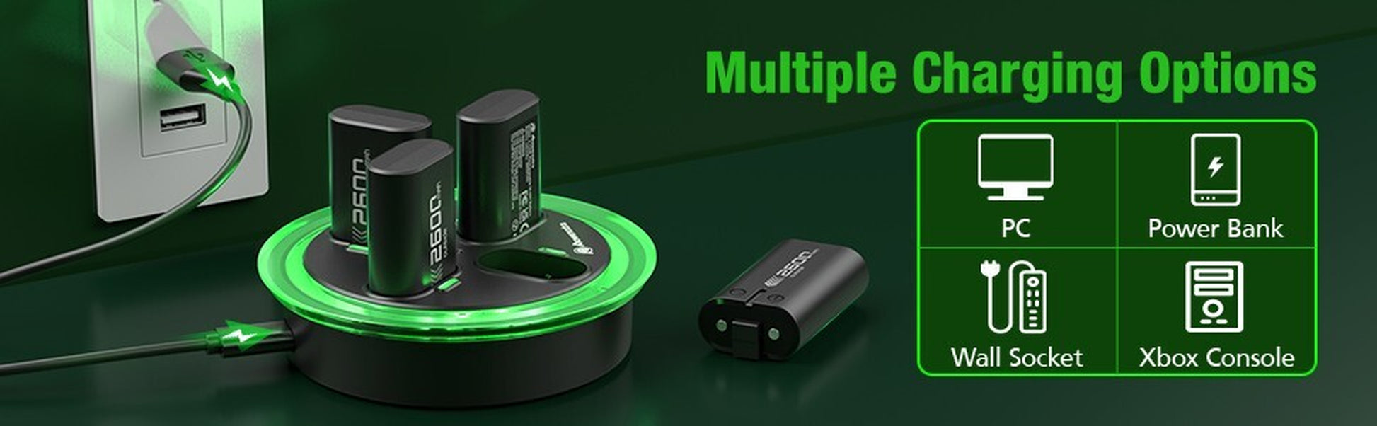 Rechargeable Battery Pack& Controller Charging Dock for Xbox One Xbox Series S/X