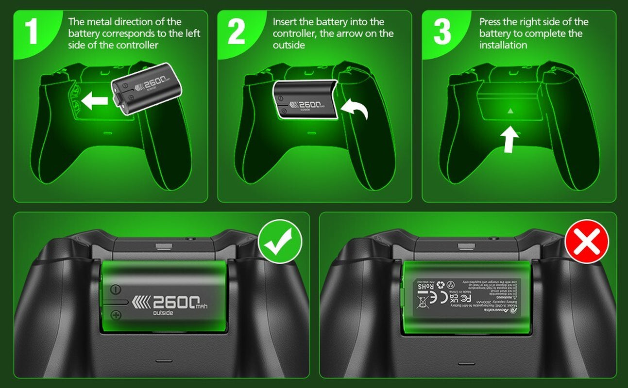 Rechargeable Battery Pack& Controller Charging Dock for Xbox One Xbox Series S/X