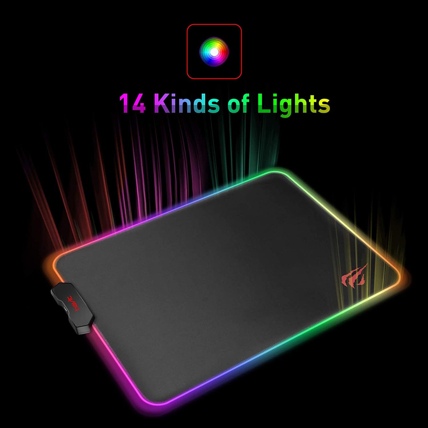 RGB Gaming Mouse Pad Soft Non-Slip Rubber Base Mouse Mat for Laptop Computer PC Games (13.8 X 9.8 X 0.16 Inches, Black)