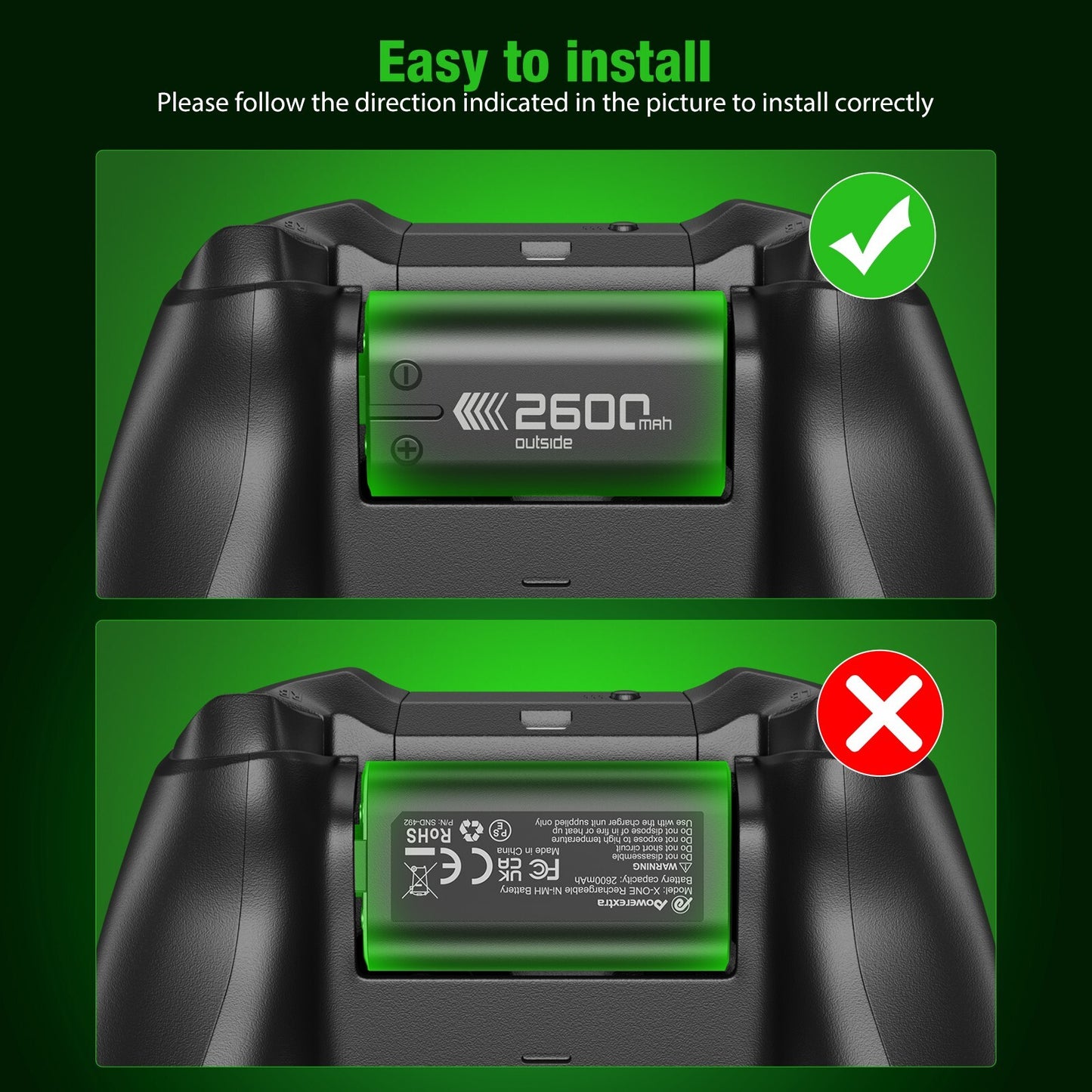 Rechargeable Battery Pack& Controller Charging Dock for Xbox One Xbox Series S/X