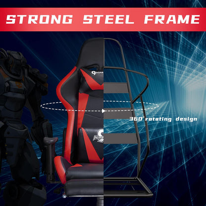 Gaming Chair, High Back Ergonomic Office Chair Computer Chair for Teens, Desk Chair with Adjustable Swivel Task Chair for Adults with Headrest and Lumbar Support Red…