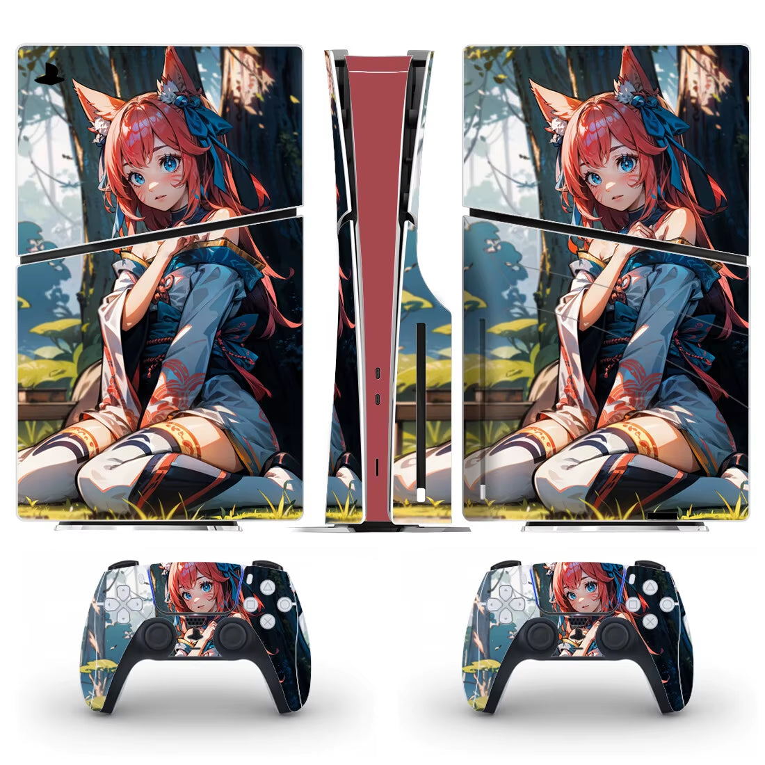 Cartoon Cute Girl PS5 Slim Disc Skin Sticker Decal Cover for Console Controller PS5 Slim Disk Skin Sticker Vinyl