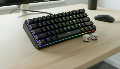 TH61 60% Mechanical Gaming Keyboard,Rgb Backlit Wired Ultra-Compact Mini Mechanical Keyboard Full Keys Programmable Black